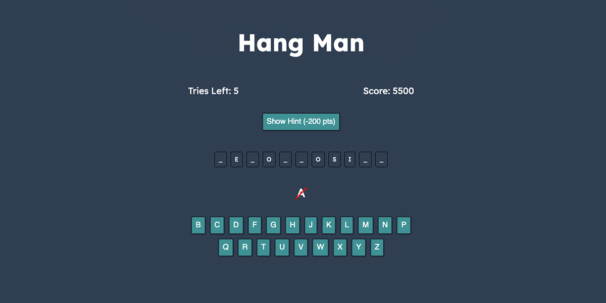 Screenshot of project: Hang Man